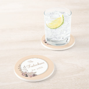 Posavasos Nombre familiar Floral acuarela