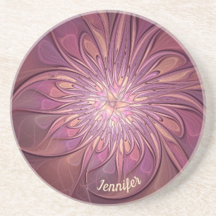 Posavasos Nombre floral fractal de baya abstracto moderno
