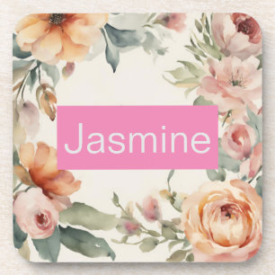 Posavasos Nombre floral profesional de los Rosas Minimalista