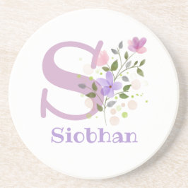 Posavasos Nombre inicial y cristiano Diseño floral Siobhan