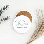 Posavasos Nombre moderno personalizado de residencia residen<br><div class="desc">Las galletitas de piedra caliza redondeada personalizado de moda incluyen el nombre de su residencia en el moderno guión manuscrito negro con información simple de ubicación de todos los mayúsculas. Personaliza con el nombre de tu casa - Villa Apellido u otro título preferido - y la ubicación de la ciudad...</div>