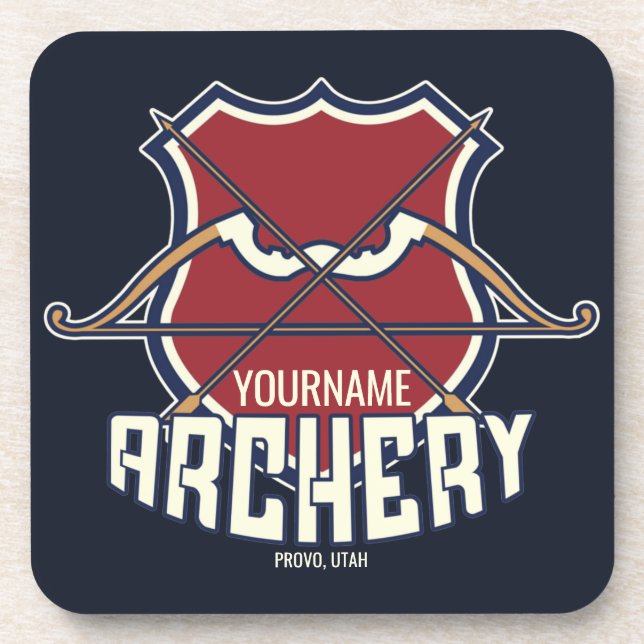 Posavasos NOMBRE Personalizado Archery Sports Flecha de arco (Frente)