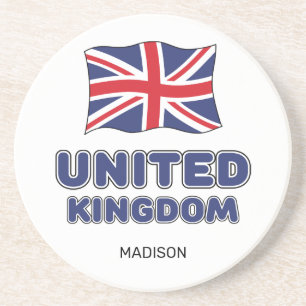 Posavasos Nombre personalizado Bandera de Reino Unido