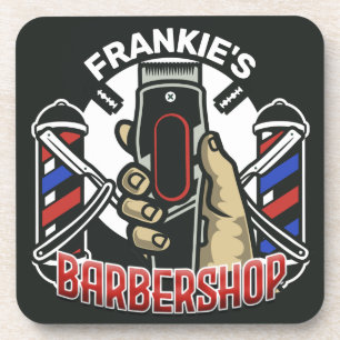 Posavasos NOMBRE personalizado Barbería de retro de barbería