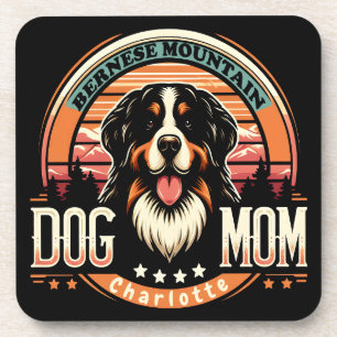 Posavasos Nombre personalizado Bernese Mountain Dog Mom Vint