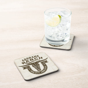 Posavasos NOMBRE Personalizado Bull Steer Skull Western Ranc