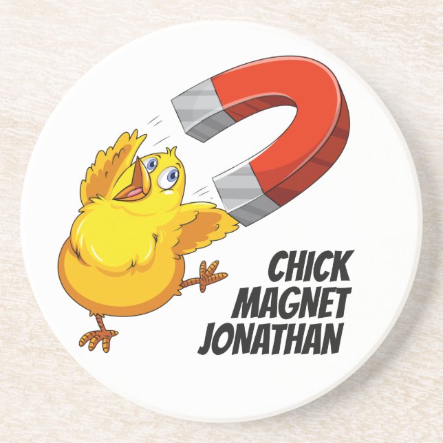Posavasos Nombre personalizado Chick Magnet (Frente)