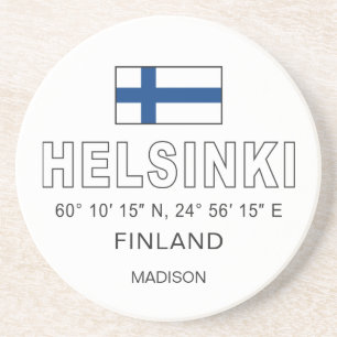Posavasos Nombre personalizado Coordenadas de Helsinki