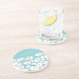 Posavasos Nombre personalizado de las flores de cosmos blanc