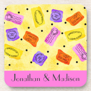 Posavasos Nombre personalizado de los sellos de pasaporte am