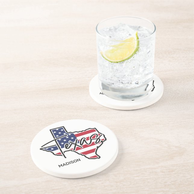 Posavasos Nombre personalizado de Texas (Lado)