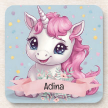 Nombre personalizado de Unicornio, bebé rosa mágic