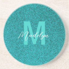 Posavasos Nombre personalizado Glitter verde elegante