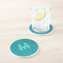 Posavasos Nombre personalizado Glitter verde elegante