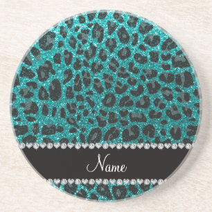 Posavasos Nombre personalizado impresión de leopardo de purp