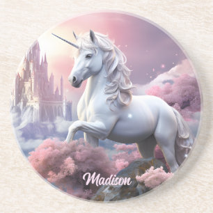 Posavasos Nombre personalizado lindo unicornio