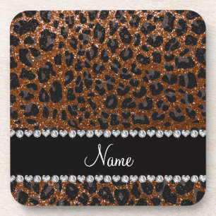 Posavasos Nombre personalizado marca de leopardo de purpurin