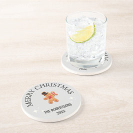 Posavasos Nombre personalizado Merry Christmas gingbread man