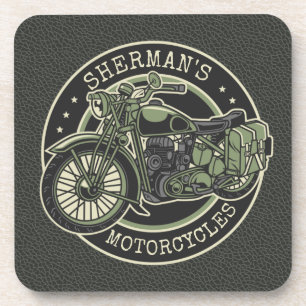 Posavasos NOMBRE personalizado motociclista retro militar