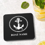 Posavasos Nombre personalizado: negro y blanco de la montaña<br><div class="desc">Rope & Anchor Nombre personalizado Corcho de montaña negra y blanca de vuelta</div>