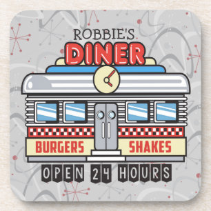 Posavasos NOMBRE personalizado Retro 50 Diner Rótulo 50 Atóm