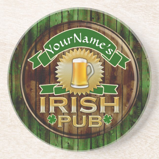 Posavasos Nombre personalizado: Rótulo de pub irlandés St. P (Frente)