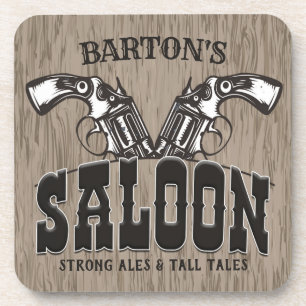 Posavasos NOMBRE Personalizado Saloon del Revolver de armas