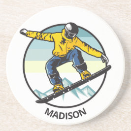 Posavasos Nombre personalizado SNOWBOARDER