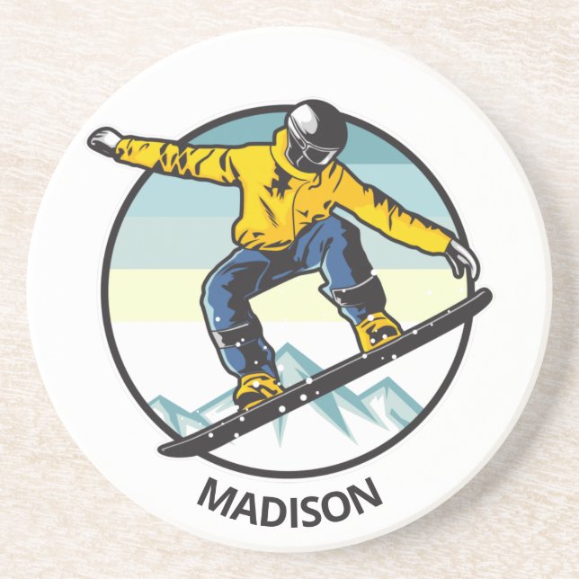 Posavasos Nombre personalizado SNOWBOARDER (Frente)