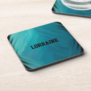 Posavasos Nombre personalizado textura de vidrio verde azula