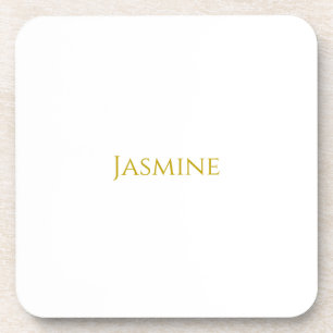 Posavasos Nombre profesional Minimalista plano de color dora