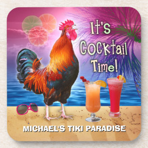 Posavasos Nombre tropical de la playa del gallo del cóctel