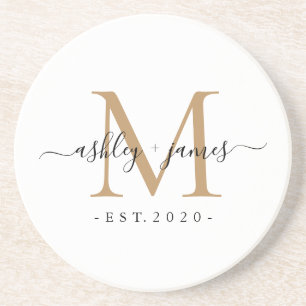 Posavasos Nombres de monograma de boda Año Est 