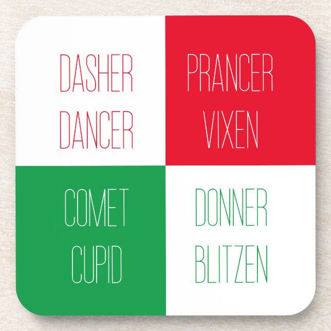 Posavasos NOMBRES DE REINDERADOR Duros Ataques Plásticos (Frente)