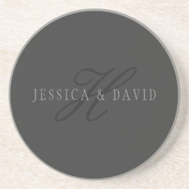 Posavasos Nombres Elegantes & Monograma | Grises Oscuros & C
