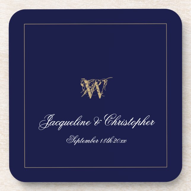 Posavasos Nombres Monogramados para Regalo de Boda/Recién Ca (Frente)