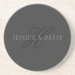 Posavasos Nombres y monogramas elegantes Grises oscuros y