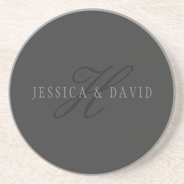 Posavasos Nombres y monogramas elegantes | Grises oscuros y  (Frente)