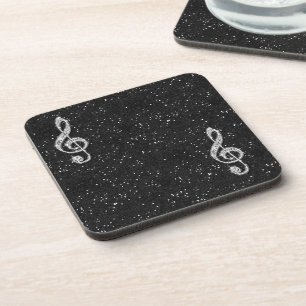 Posavasos Nota de Música de Diamante Brillante Glitzy Impres