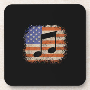 Posavasos Nota musical para regalo de hombres bandera americ
