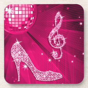Posavasos Nota Musical y Tacón de Aguja Rosa Brillante