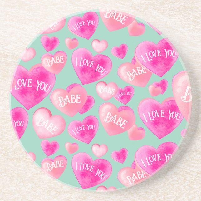 Posavasos Notas dulces de acuarela en ayered Love Coaster Wa (Frente)