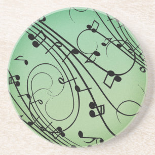 Posavasos Notas Elegantes Diseño Música Verde