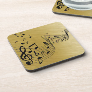 Posavasos Notas musicales doradas cepilladas