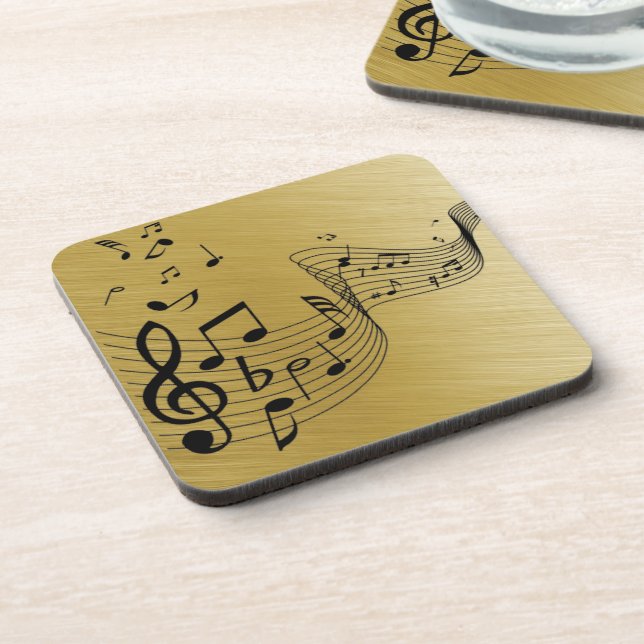 Posavasos Notas musicales doradas cepilladas (Lado Izquierdo)