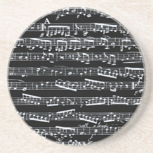 Posavasos Notas musicales en blanco y negro