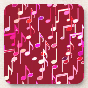 Posavasos Notas musicales impresas - burgundy, multi