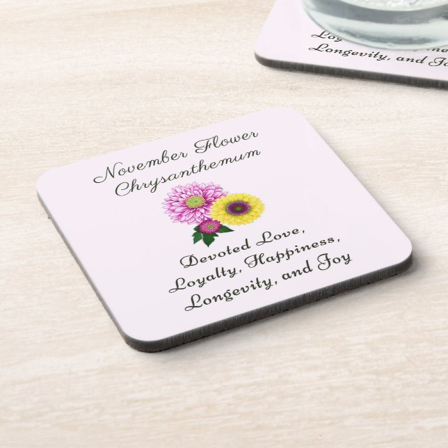 Posavasos Noviembre Mes de Nacimiento Flor Crisantemo (Lado Izquierdo)
