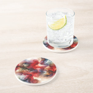 Posavasos Nube acuarela de abstración de humos rojos de Garn