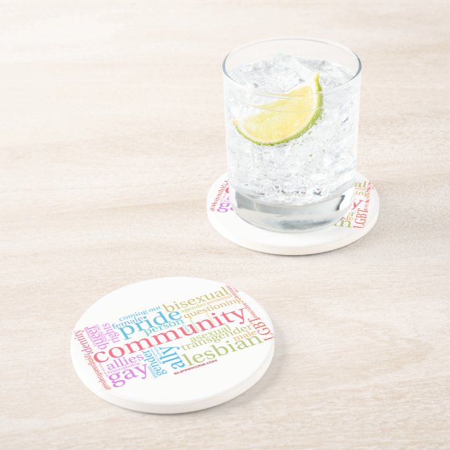 Posavasos Nube de palabras de la comunidad LGBTQ+ de Slipper (Lado)